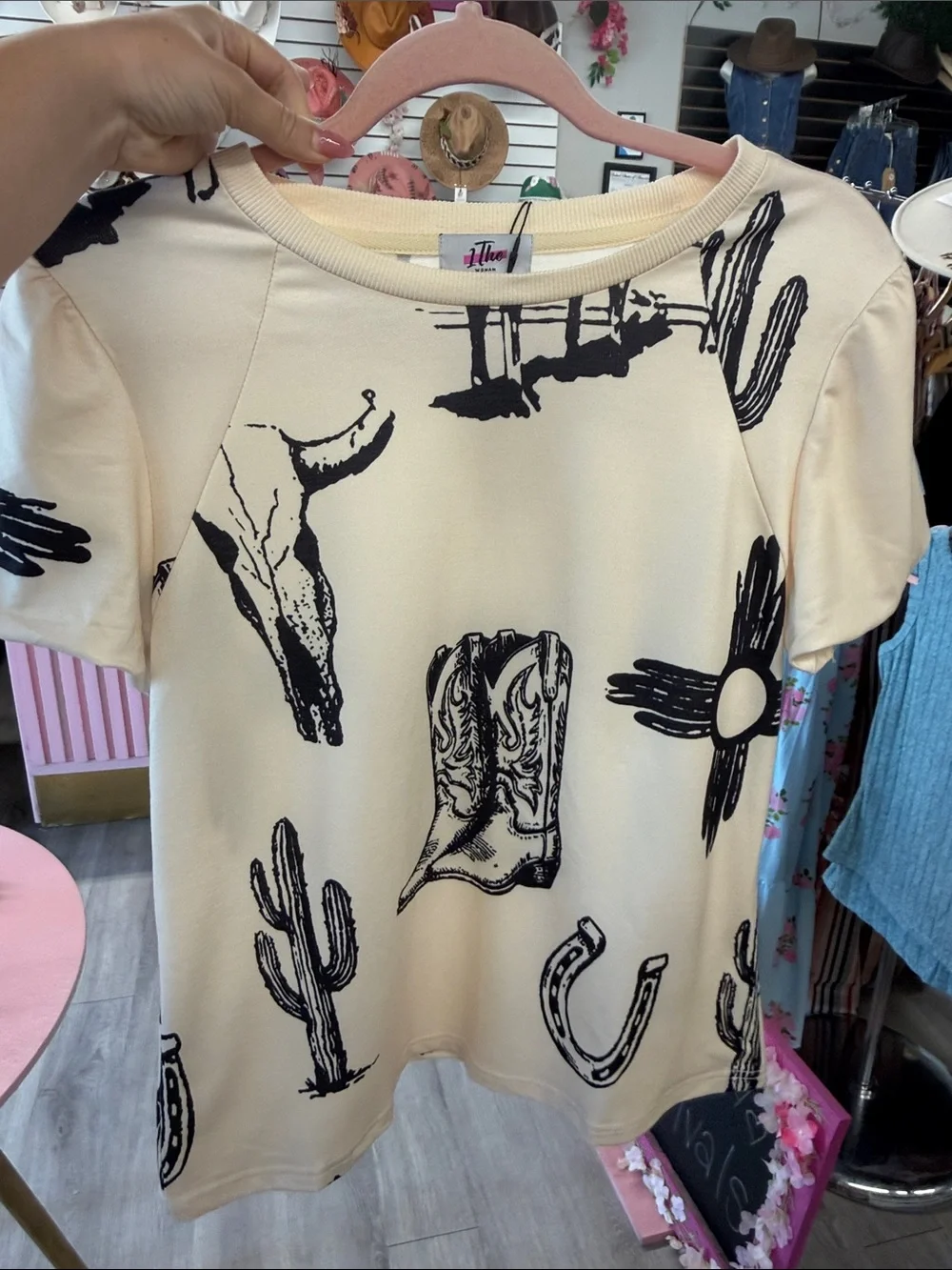 Graphic Western Short Sleeve Tee - Beige - Picture 3 of 3